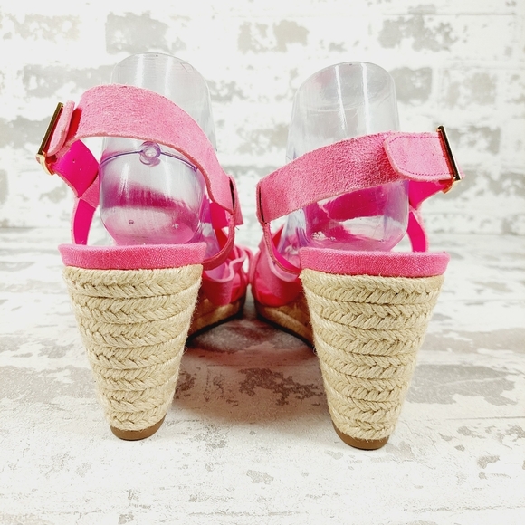 New Cole Haan Crystal Pink Fuschia Wedge Sandals V254 - Picture 7 of 14